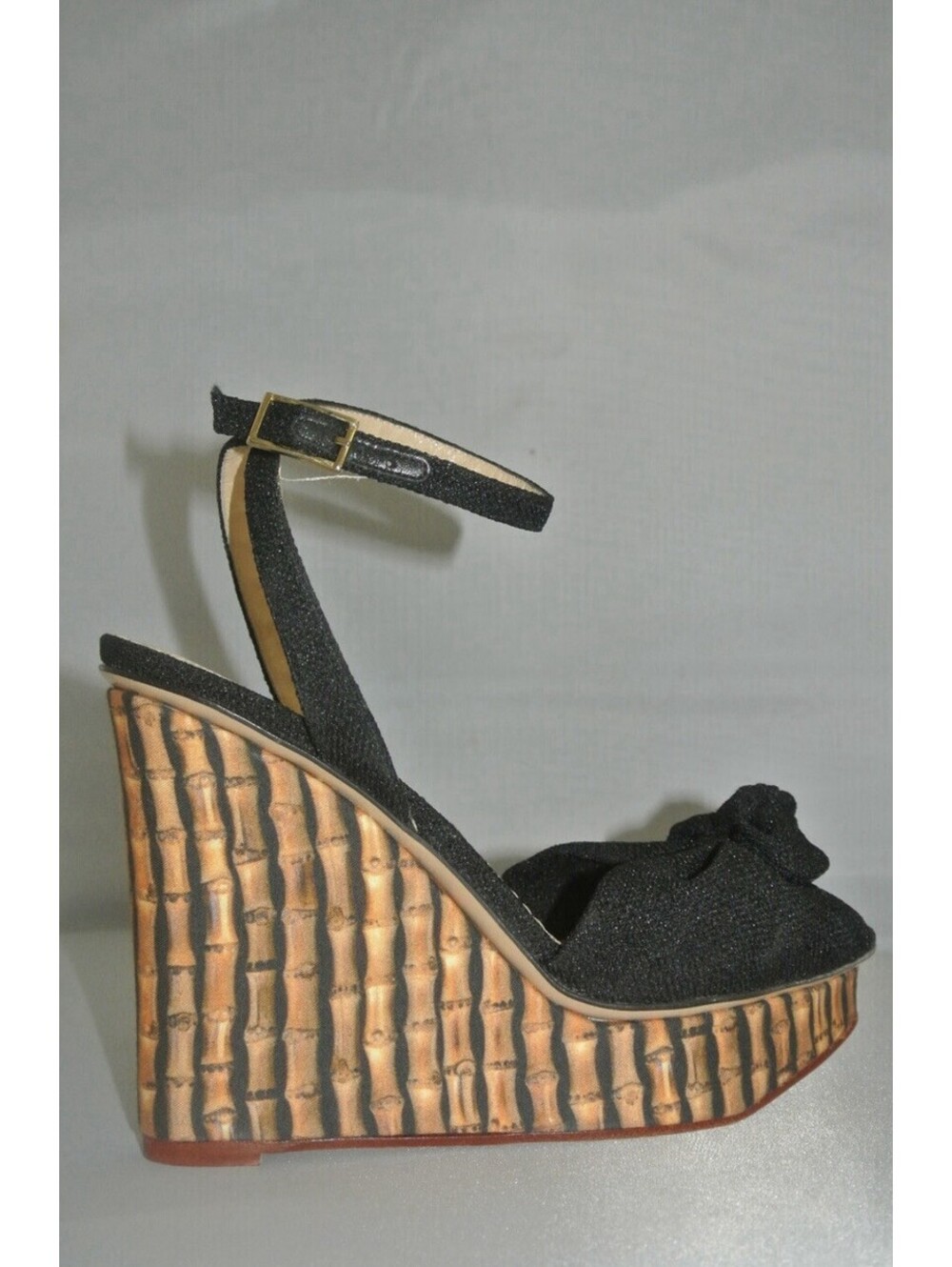 Charlotte Olympia Miranda Bamboo Print Bow Platform Wedges 38.5 US 8.5 $895